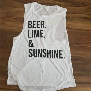 Beer, lime and sunshine white tank top